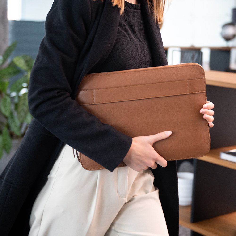The Baxter Black Leather Laptop Sleeve For Men & Women The Jacket Maker