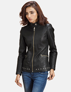 womens leather jacket with studs