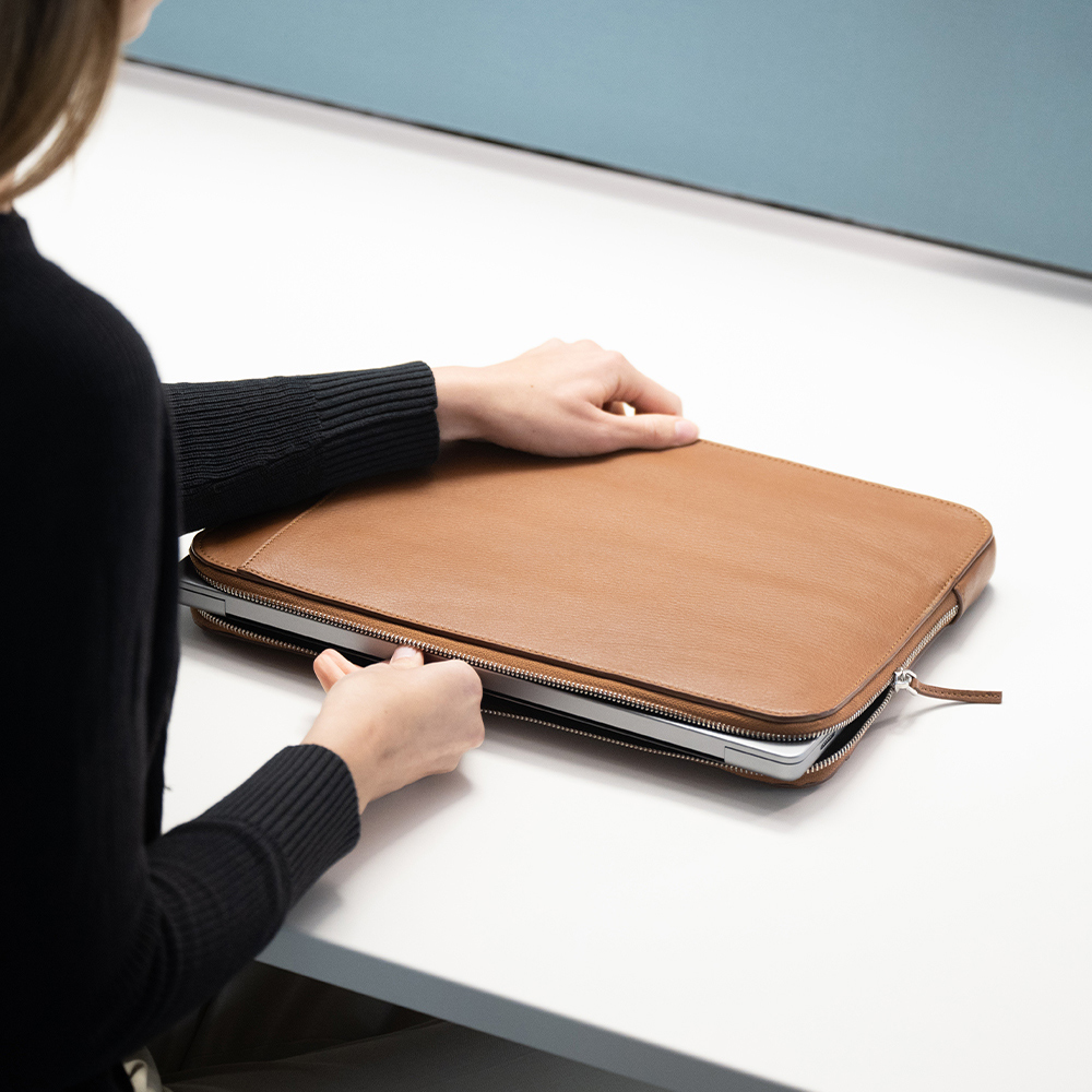 The Baxter Brown Leather Laptop Sleeve For Men & Women The Jacket Maker