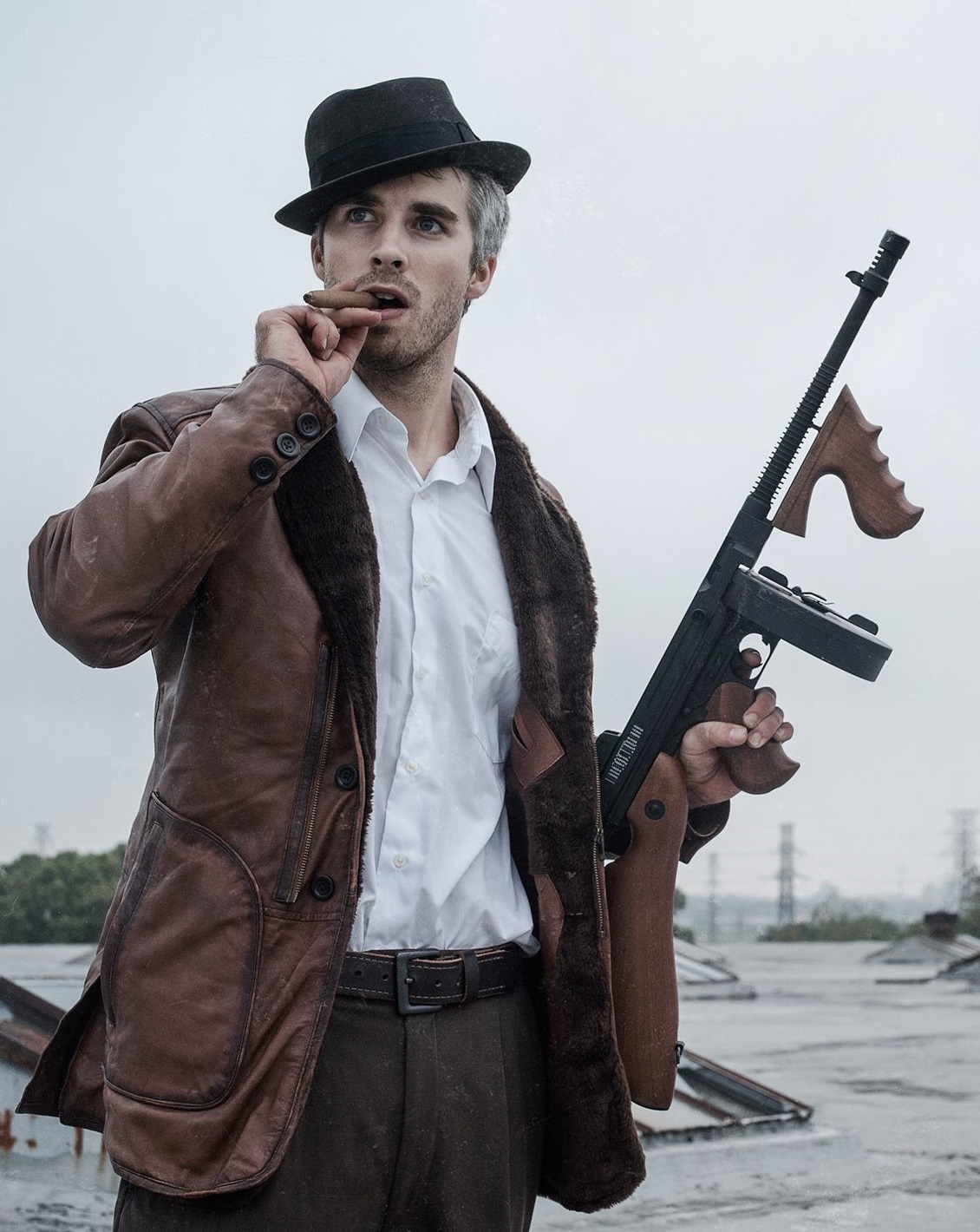 Mens Sledgehammer Brown Leather Trench Coat