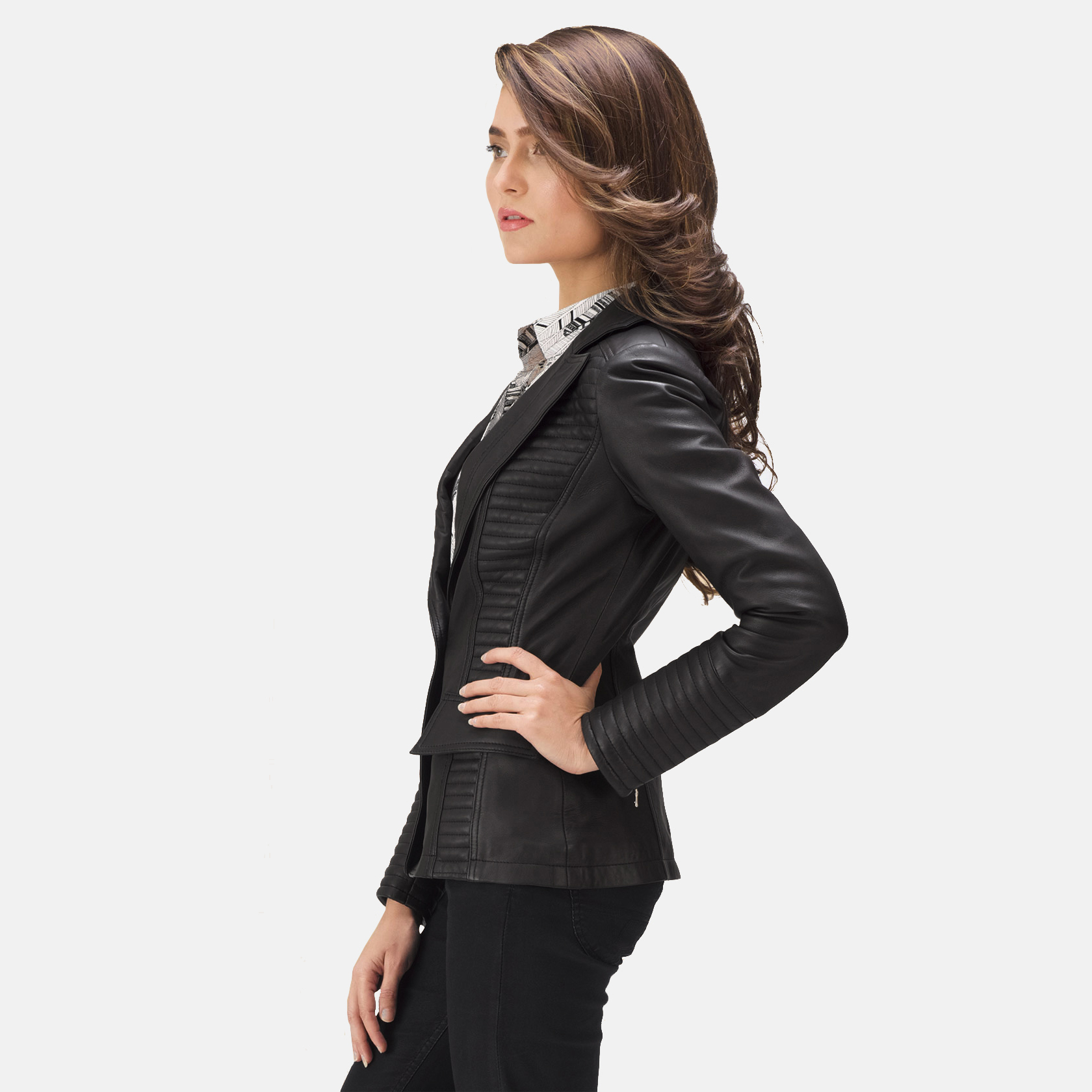 black leather blazer womens