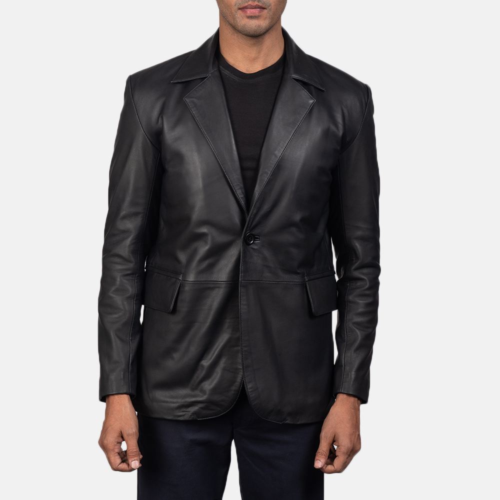 Men's Daron Black Leather Blazer