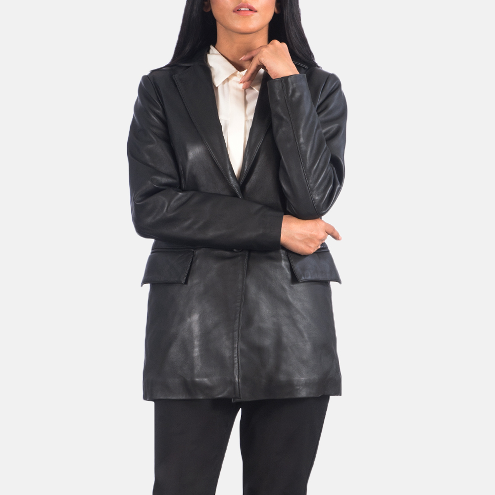 Picture of Marilyn Black Leather Blazer