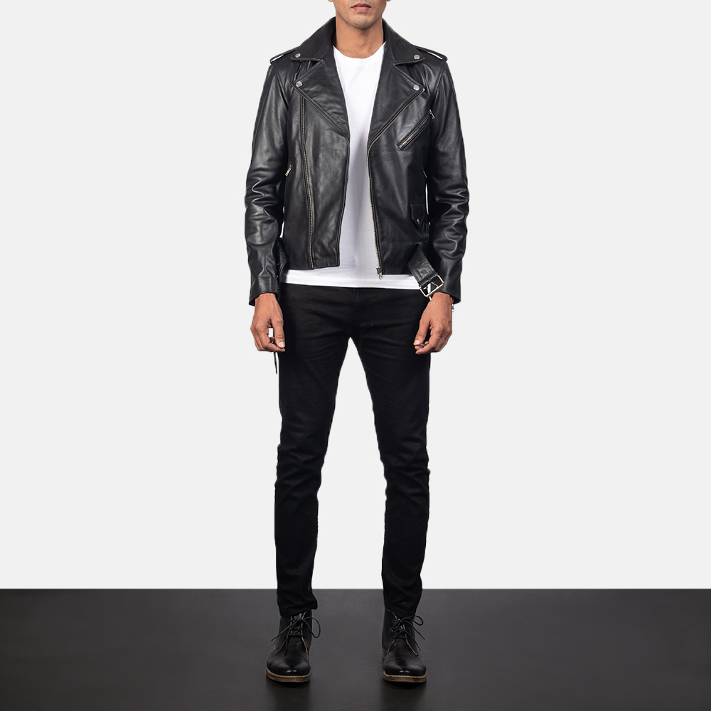 Men's Allaric Alley Black Leather Biker Jacket