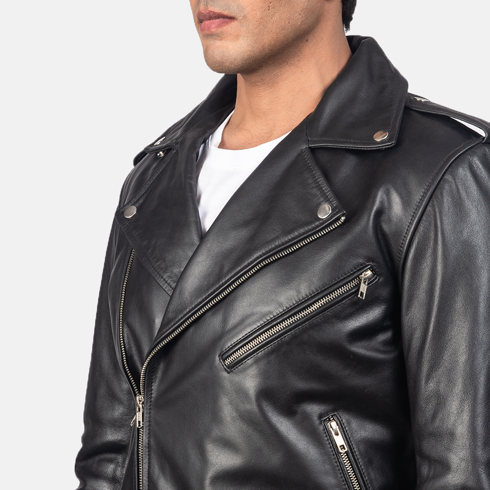 Allaric Alley Black Leather Biker Jacket | The Jacket Maker