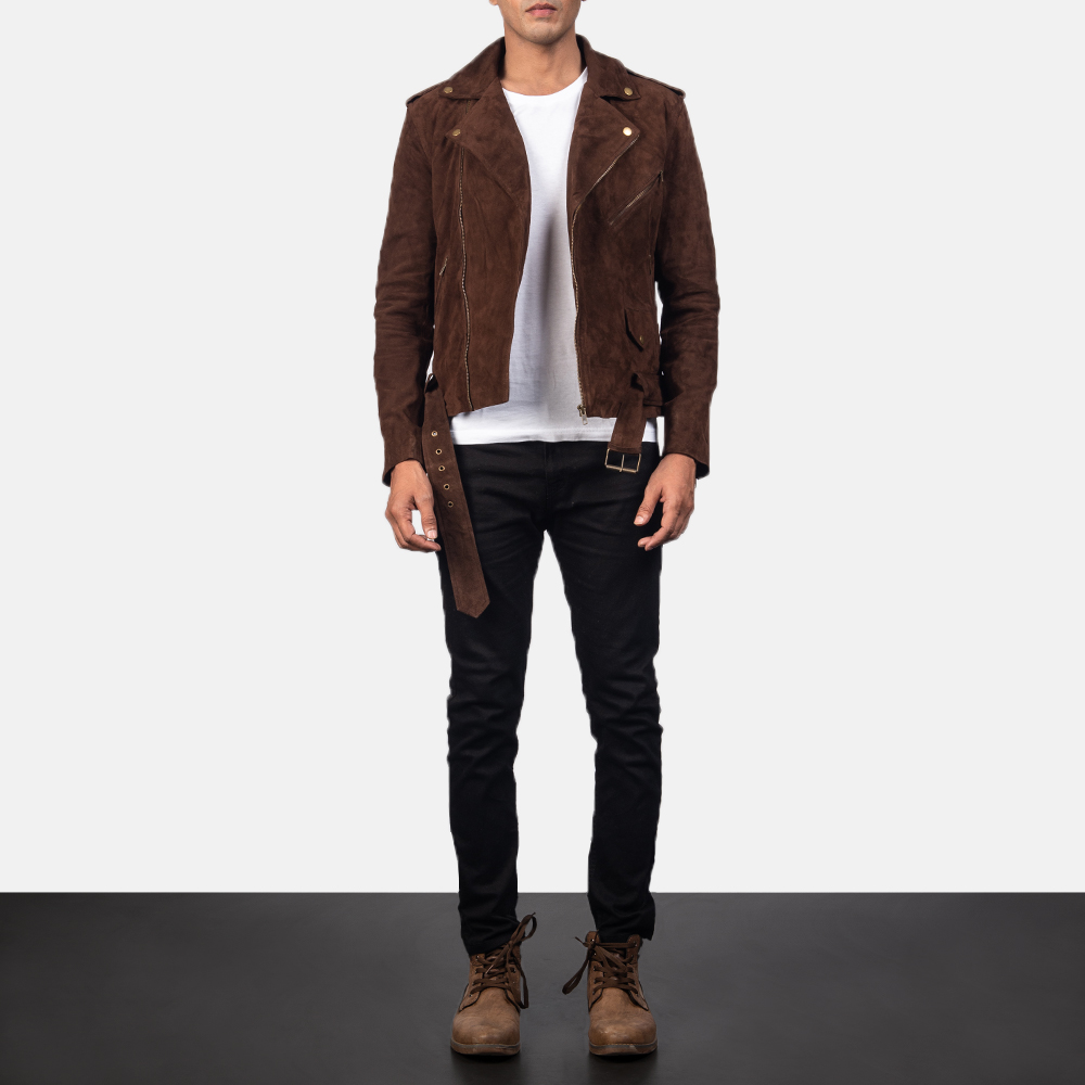 Men's Allaric Alley Mocha Suede Biker Jacket