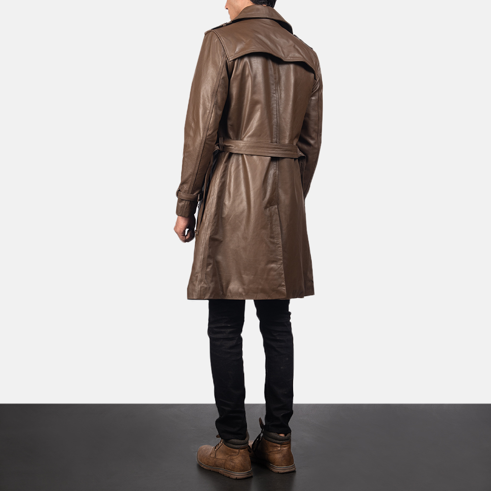 Men's Royson Brown Leather Duster Coat