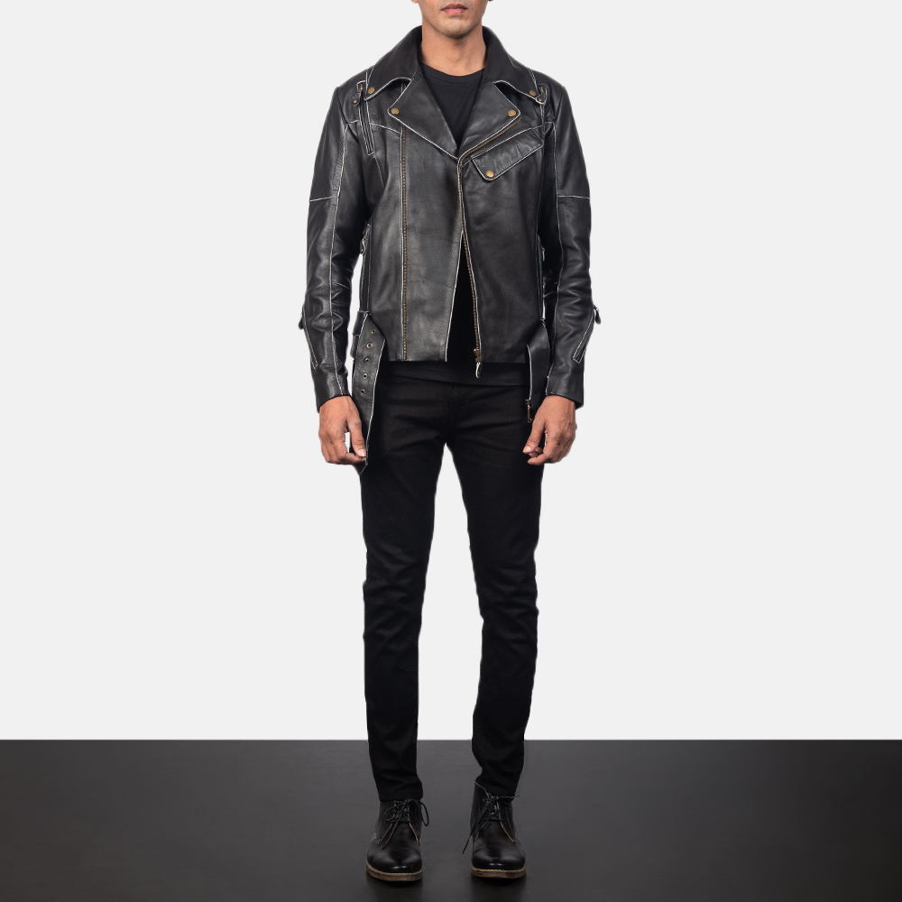 Men's Vincent Black Leather Biker Jacket