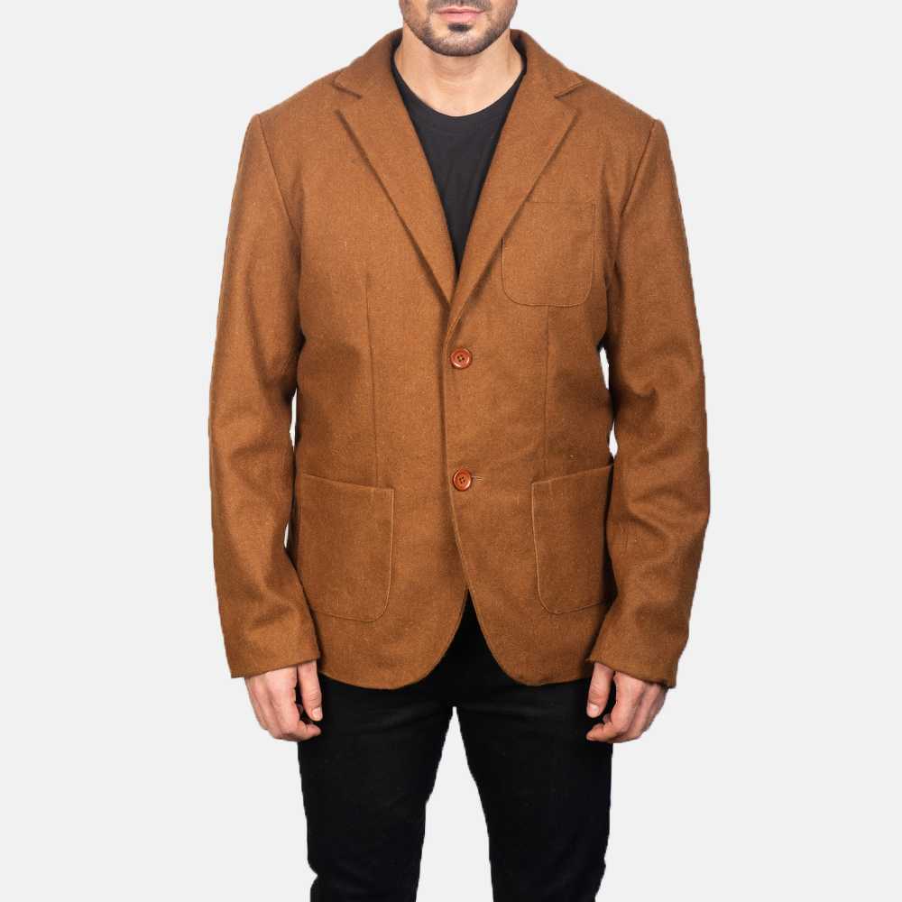 Men's Khaki Wool Blazer