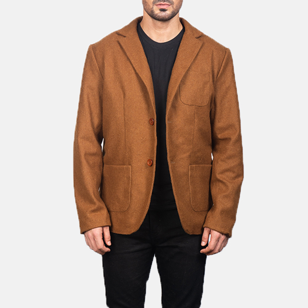 Men's Khaki Wool Blazer