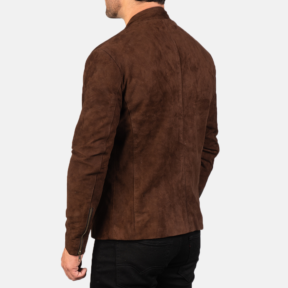 Men's Charcoal Mocha Suede Biker Jacket