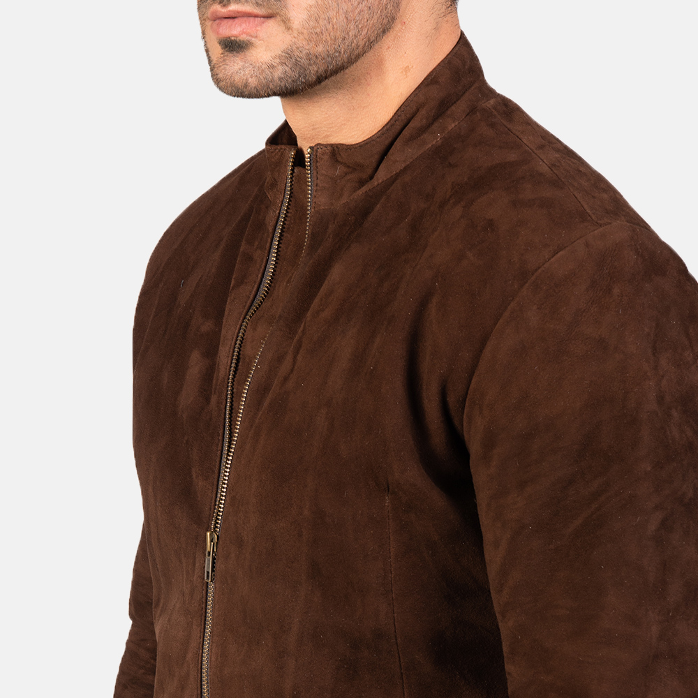 Men's Charcoal Mocha Suede Biker Jacket
