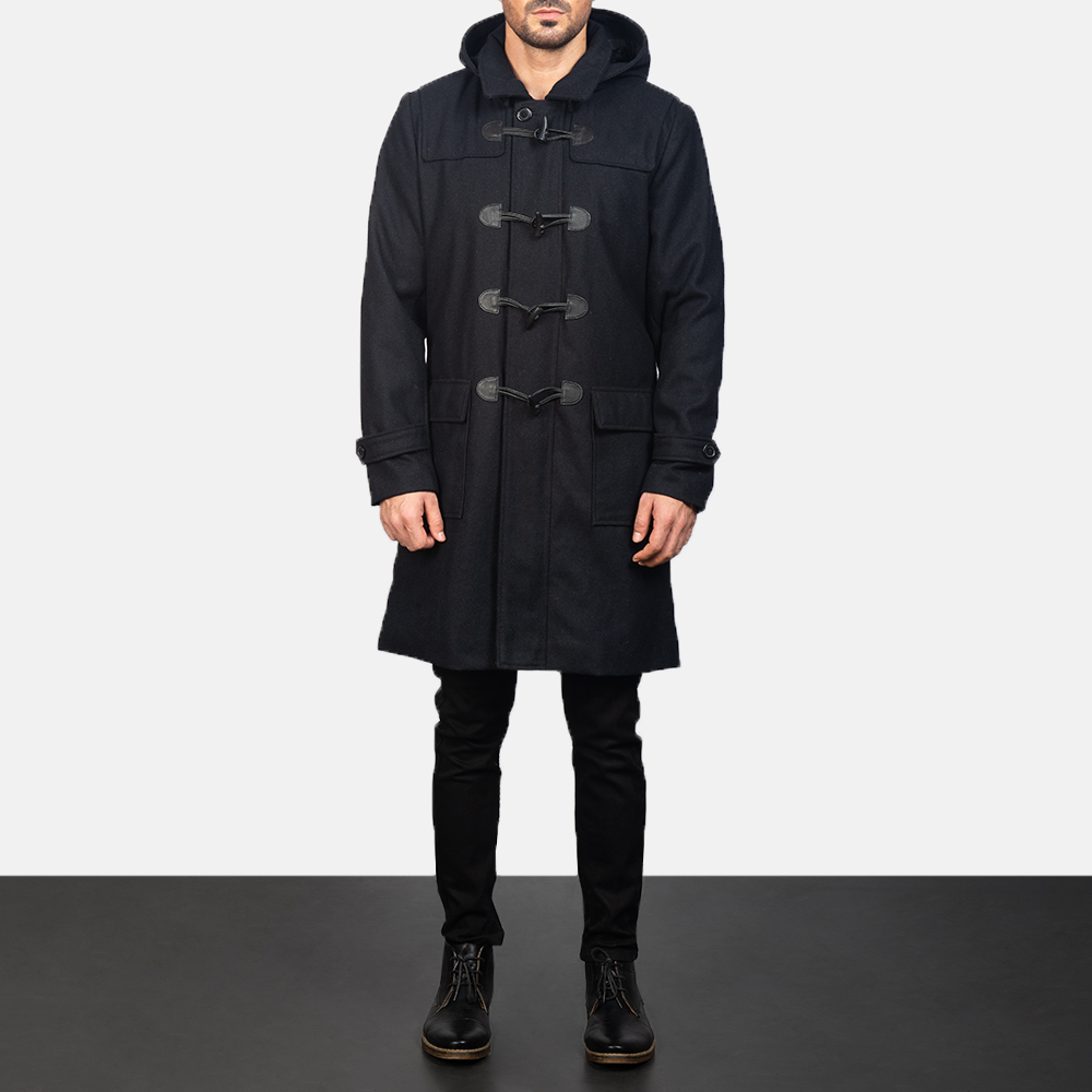 Men's Black Wool Duffle Coat