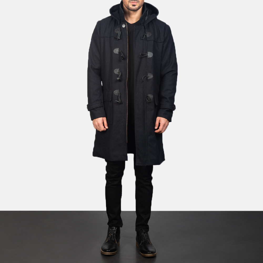 Men's Black Wool Duffle Coat