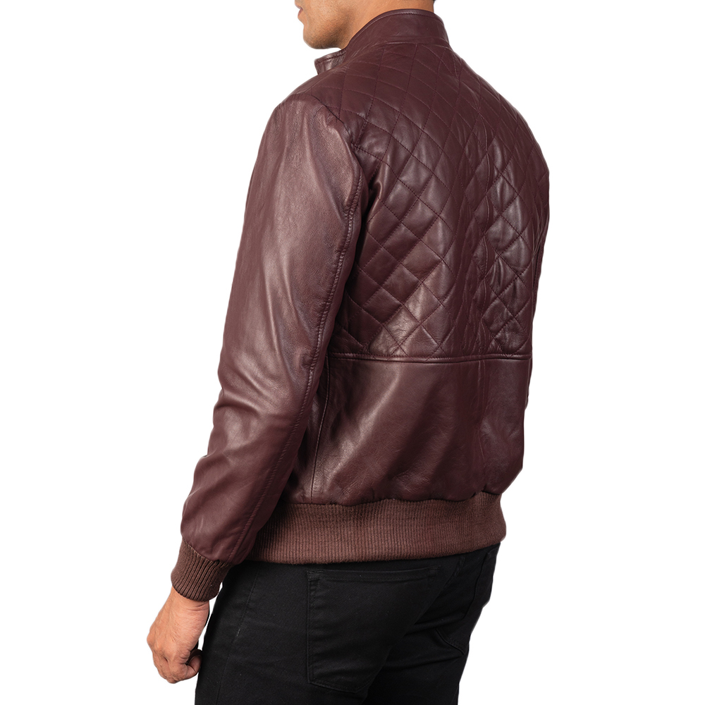 Men's Moda Maroon Leather Bomber Jacket