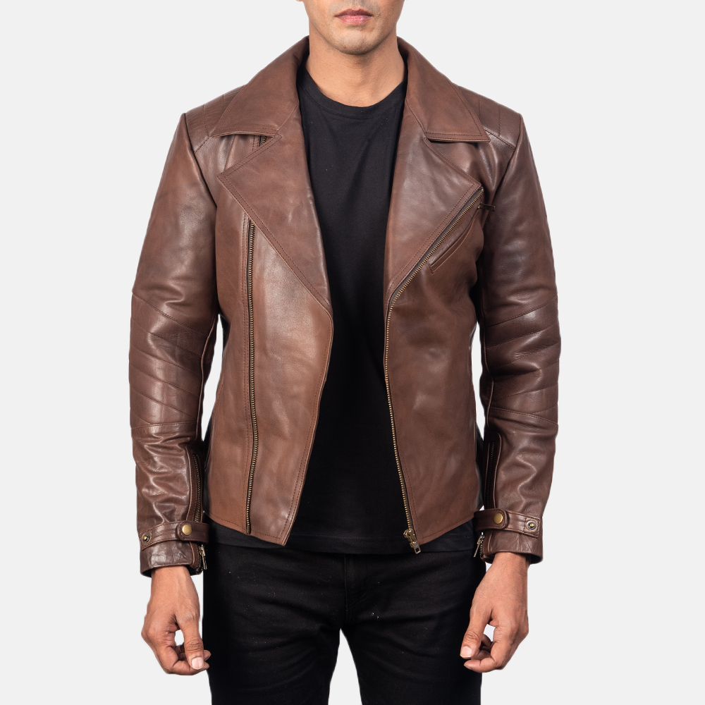 Men's Raiden Brown Leather Biker Jacket