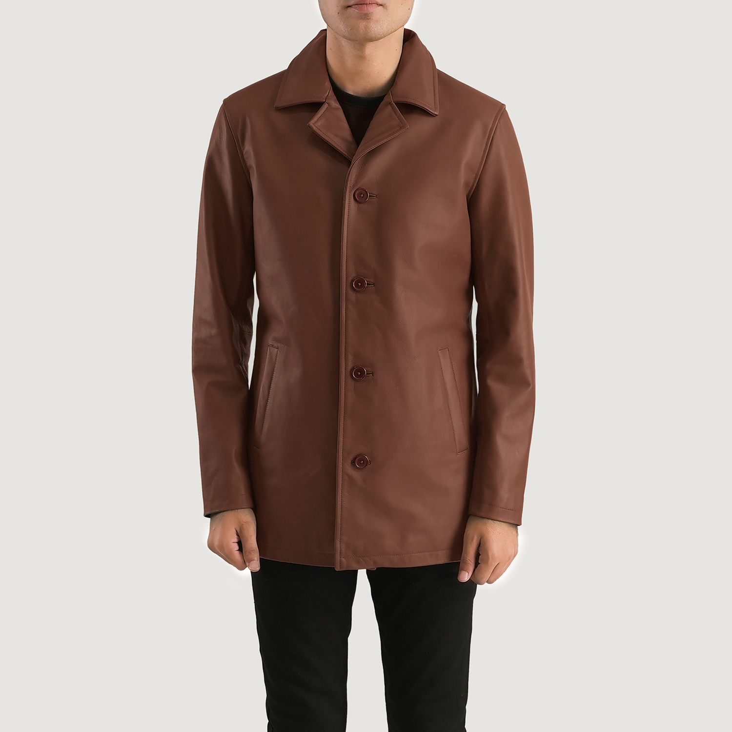 Urban Slate Brown Leather Coat For Men
