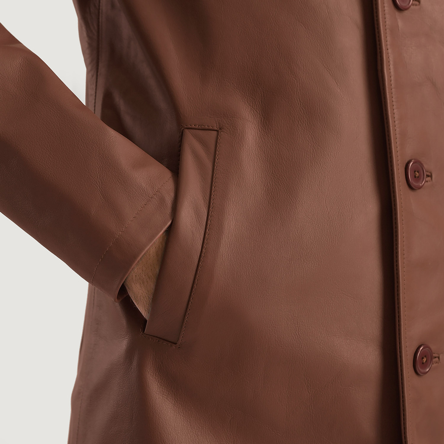 Urban Slate Brown Leather Coat For Men