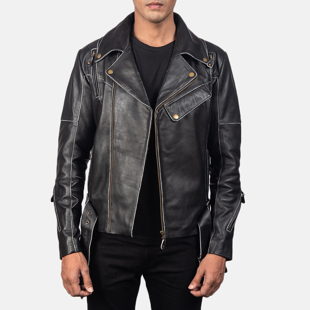 Men's Vincent Black Leather Biker Jacket