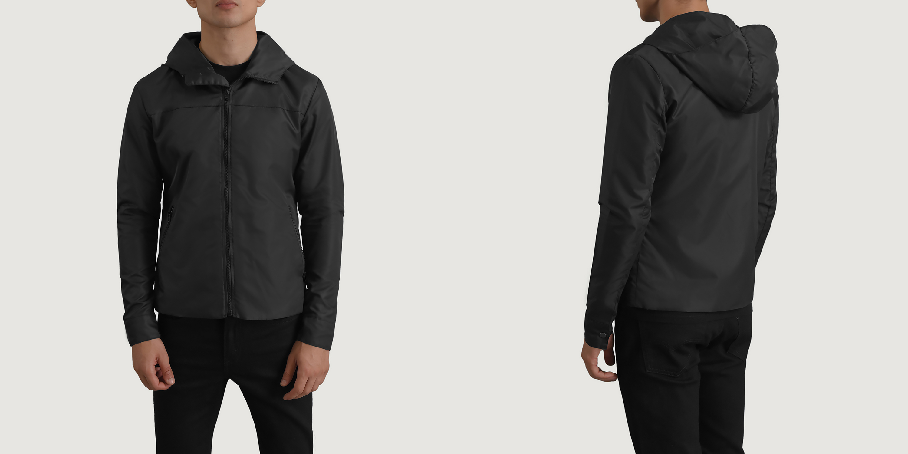 Wesley Black Hooded Windbreaker Jacket For Men The Jacket Maker