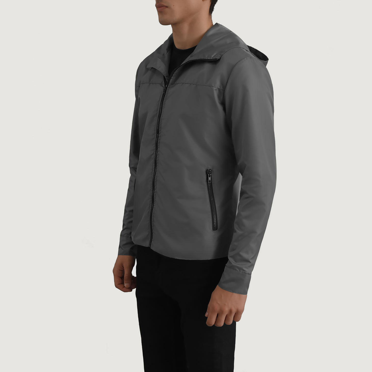 Wesley Grey Hooded Windbreaker Jacket For Men The Jacket Maker