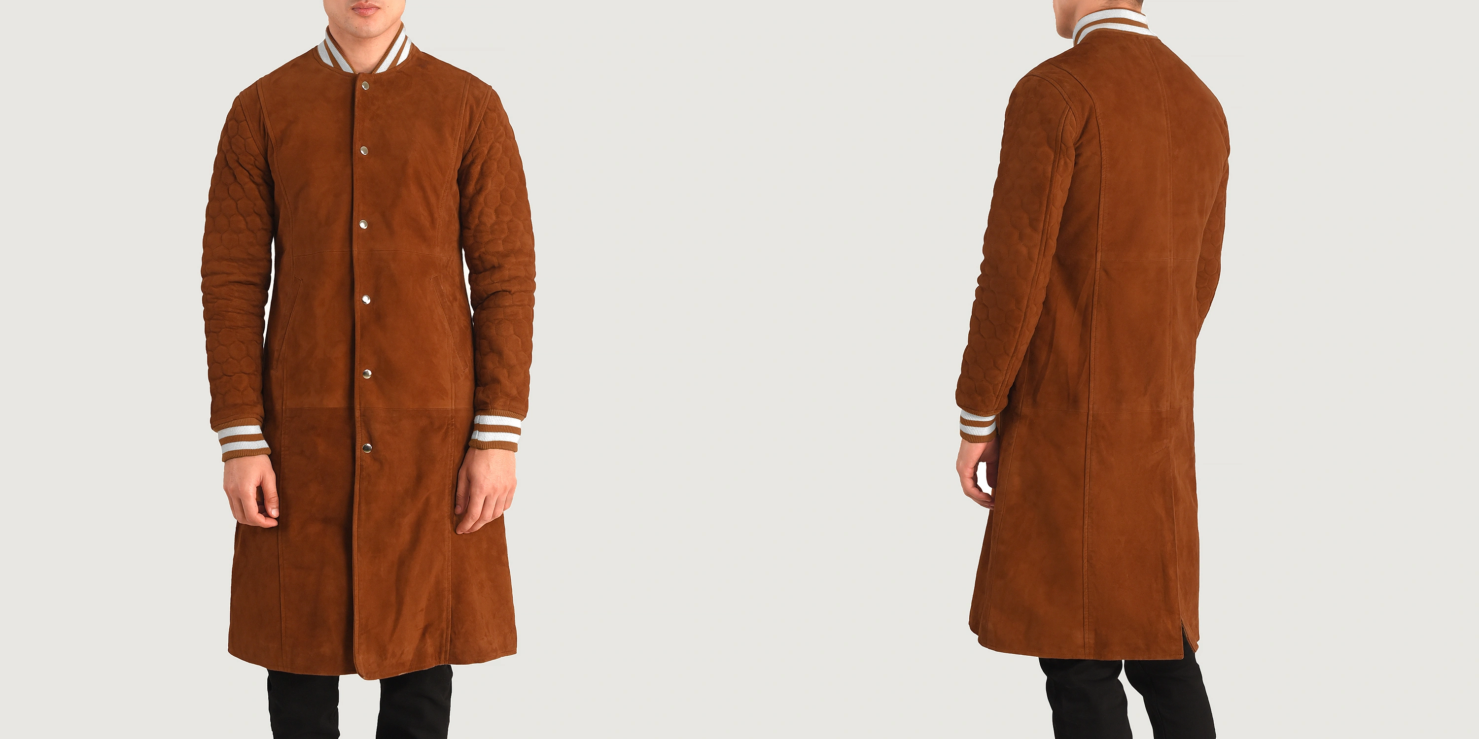 Wilde Brown Suede Varsity Coat For Men