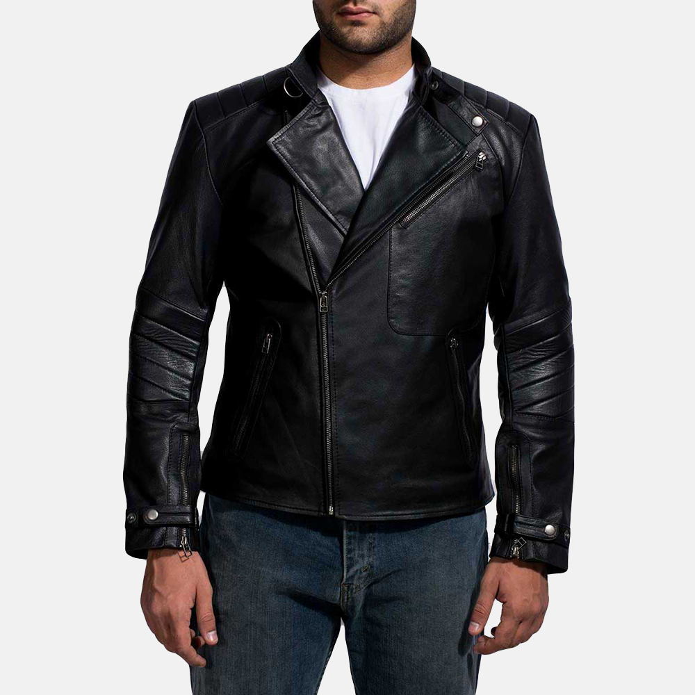 Mens Raiden Black Leather Biker Jacket Mens Raiden Black Leather Biker Jacket 1