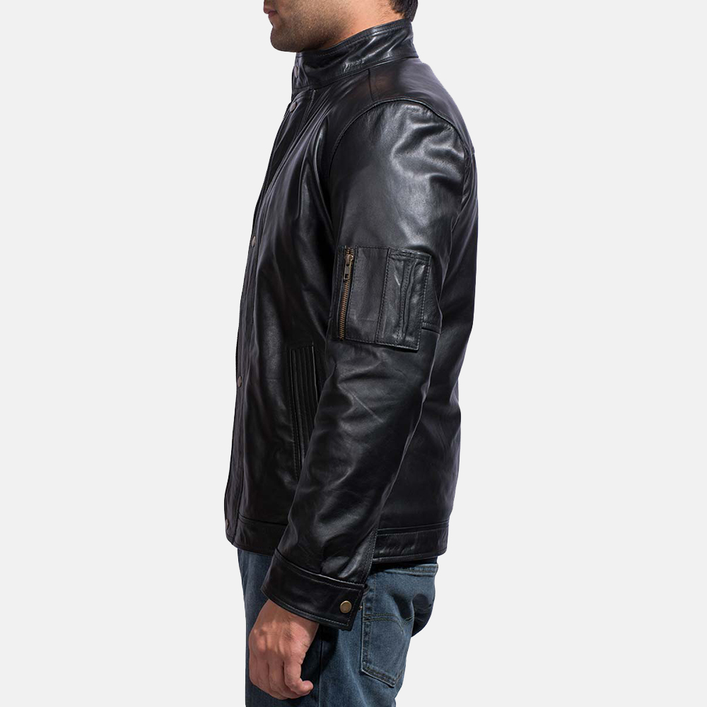 Mens Tea House Black Leather Jacket