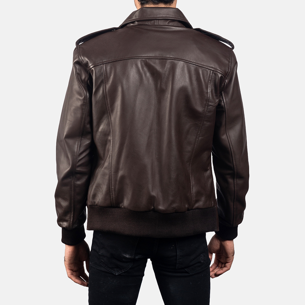 Mens Chocolate Rumble Leather Bomber Jacket