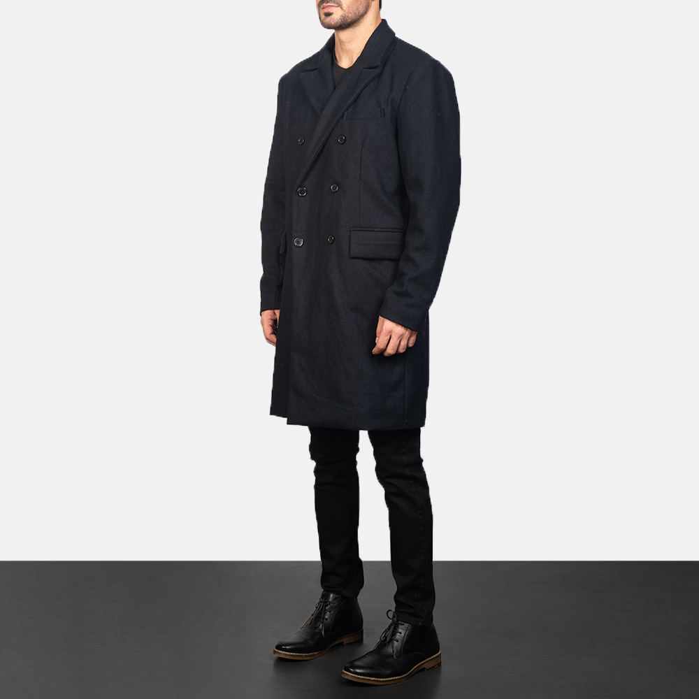 Men's Claud Black Wool Double Breasted Coat
