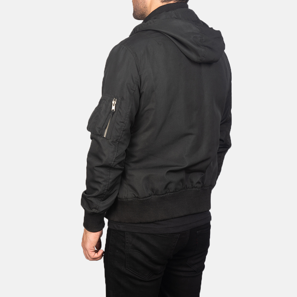 Men's Hanklin Ma1 Black Hooded Bomber Jacket