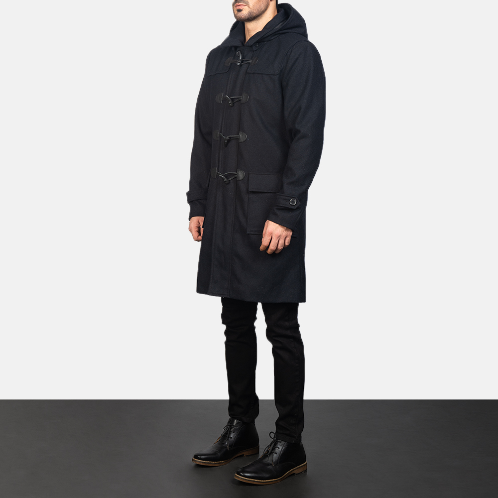 Men's Black Wool Duffle Coat