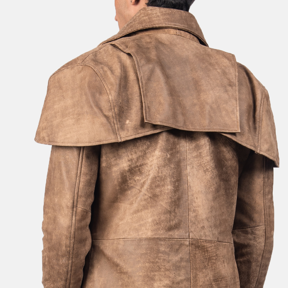 Men's Classic Brown Leather Duster
