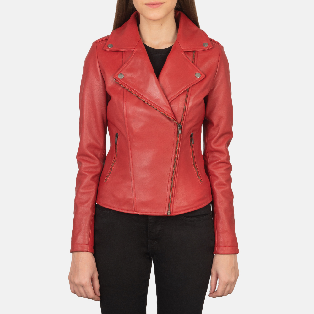 Women's Flashback Red Leather Biker Jacket