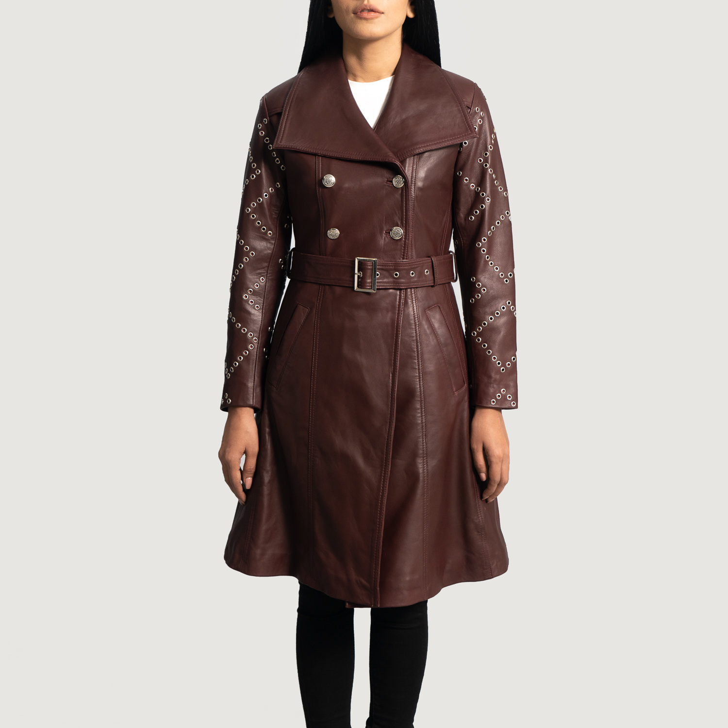 Women's Missoni Maroon Leather Trench Coat