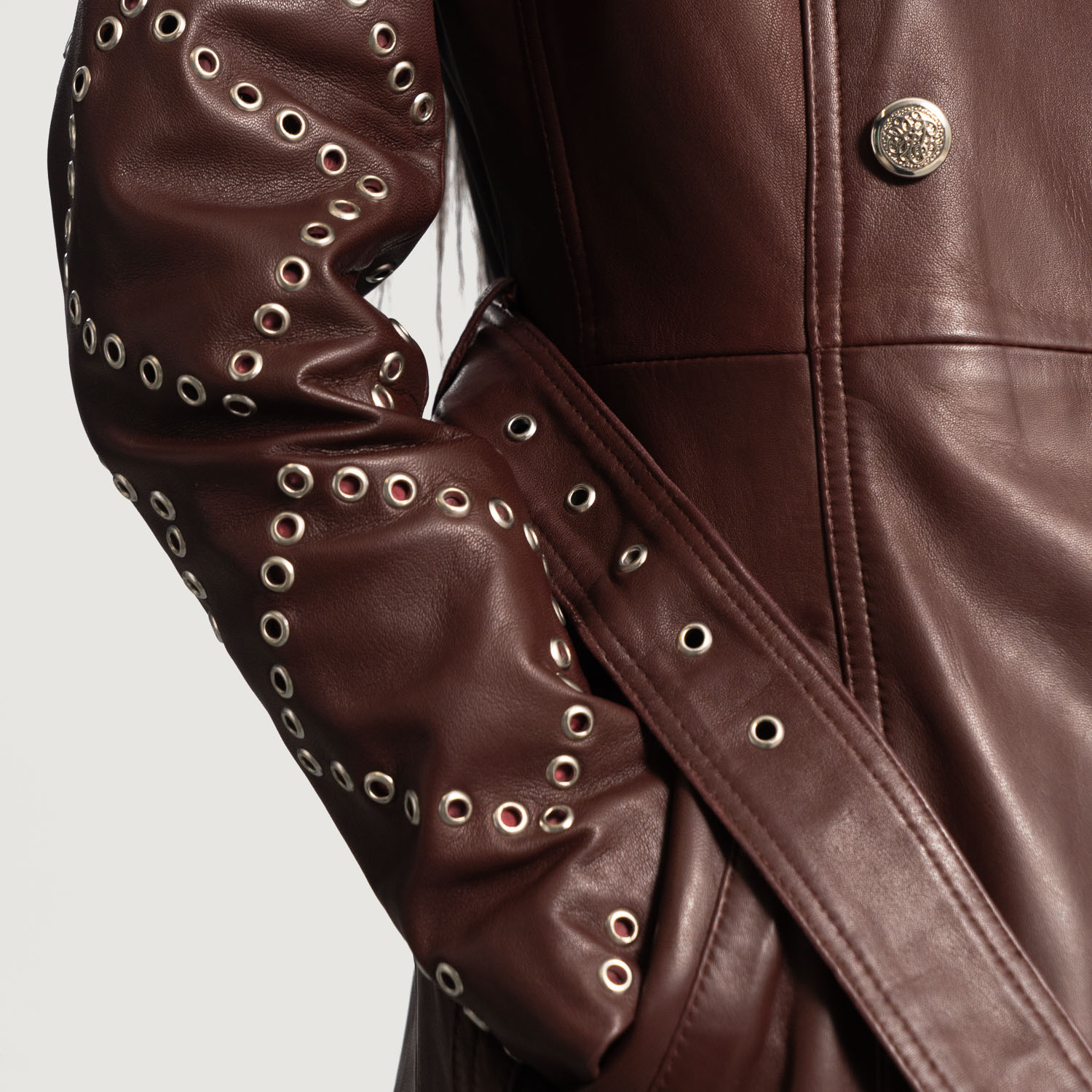 Womens Missoni Maroon Leather Trench Coat
