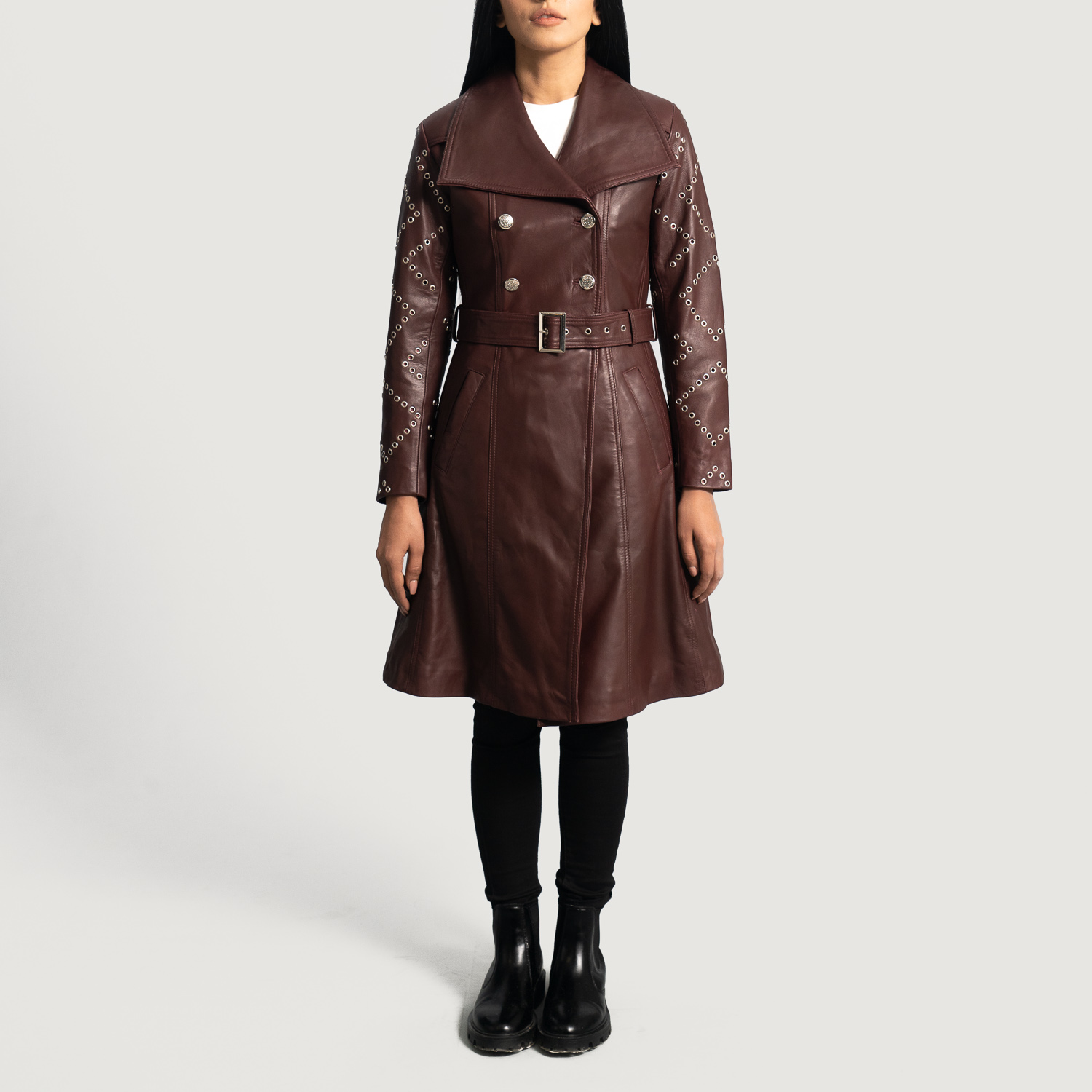 Women's Missoni Maroon Leather Trench Coat