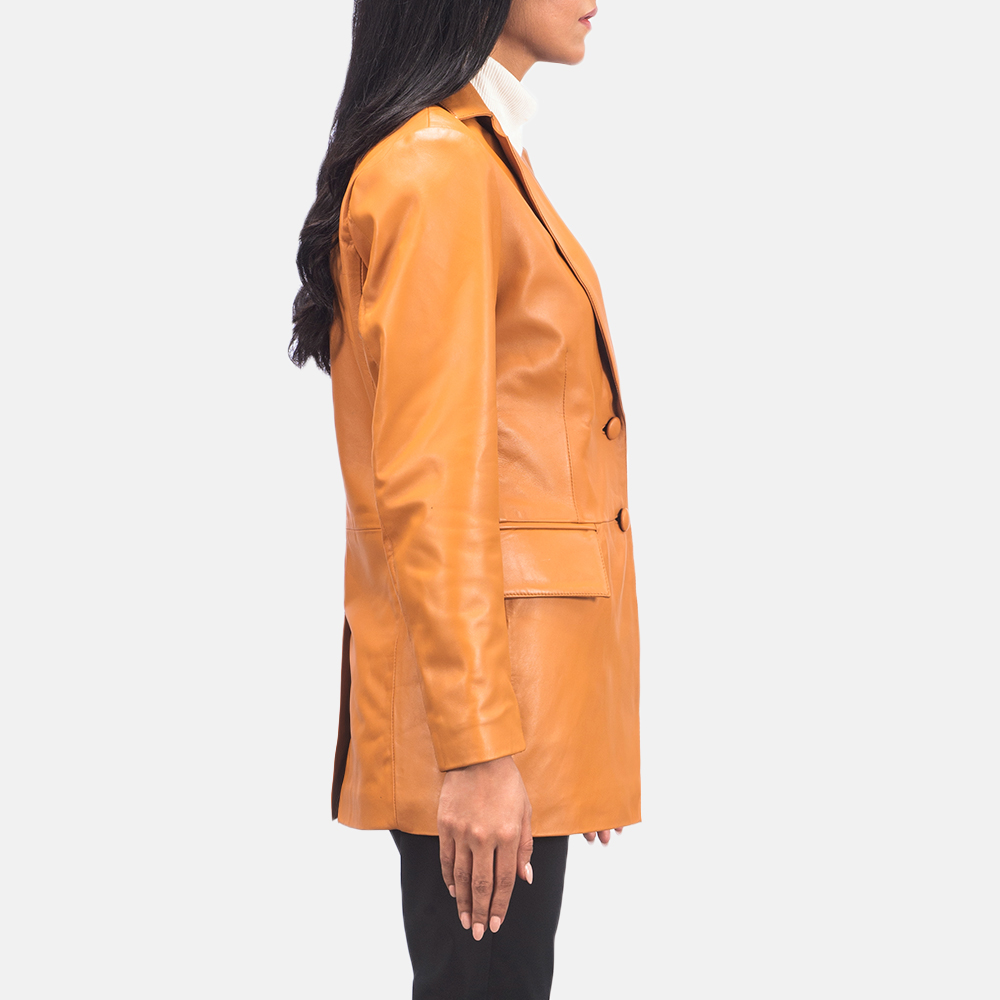 Women's Marilyn Tan Brown Leather Blazer