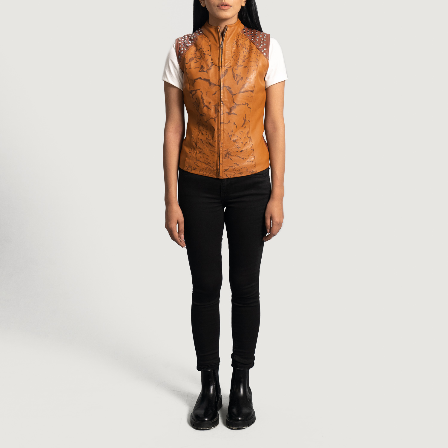 Womens Westina Tan Dye Leather Vest