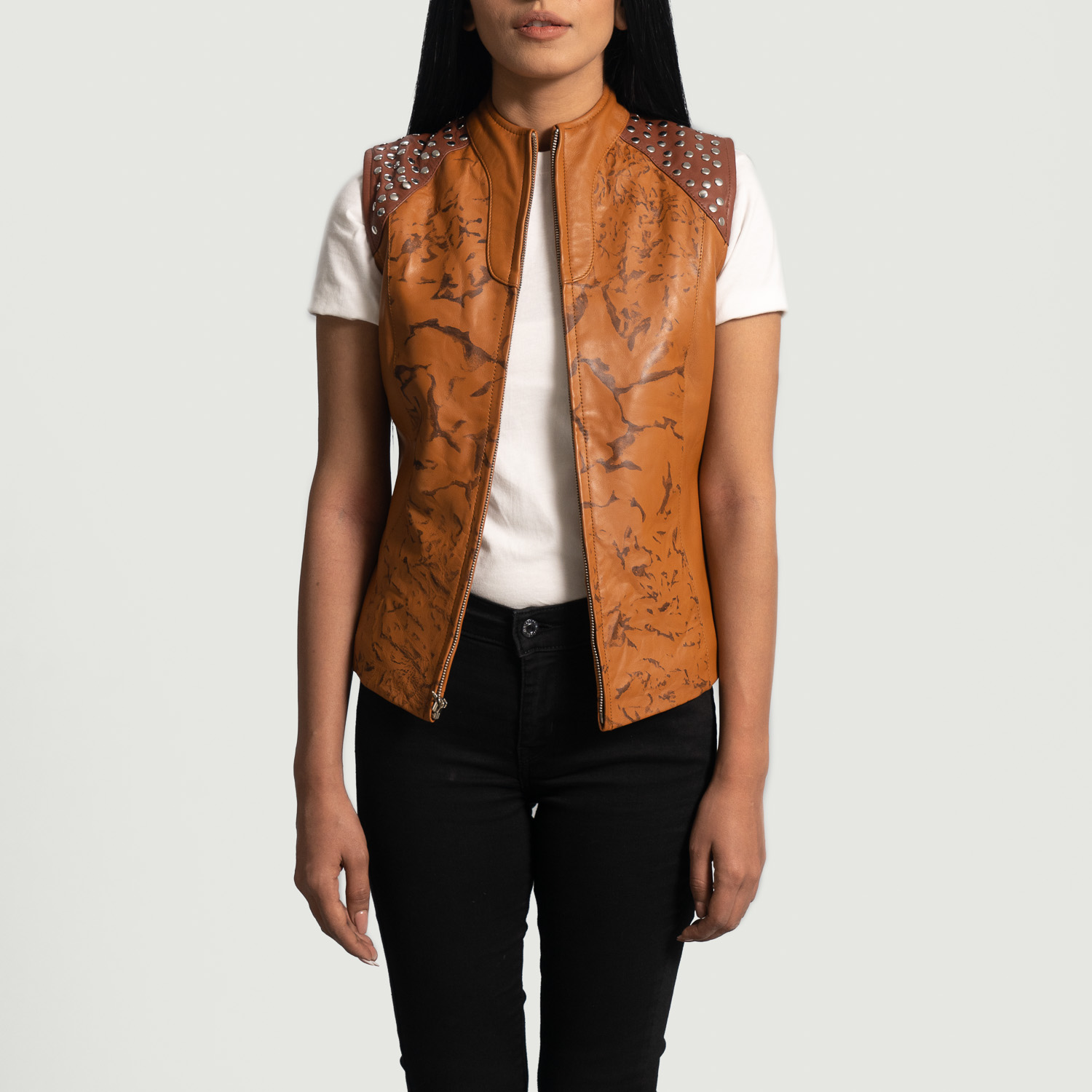 Womens Westina Tan Dye Leather Vest
