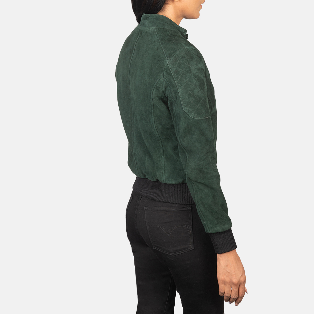 Women's Zenna Green Suede Bomber Jacket