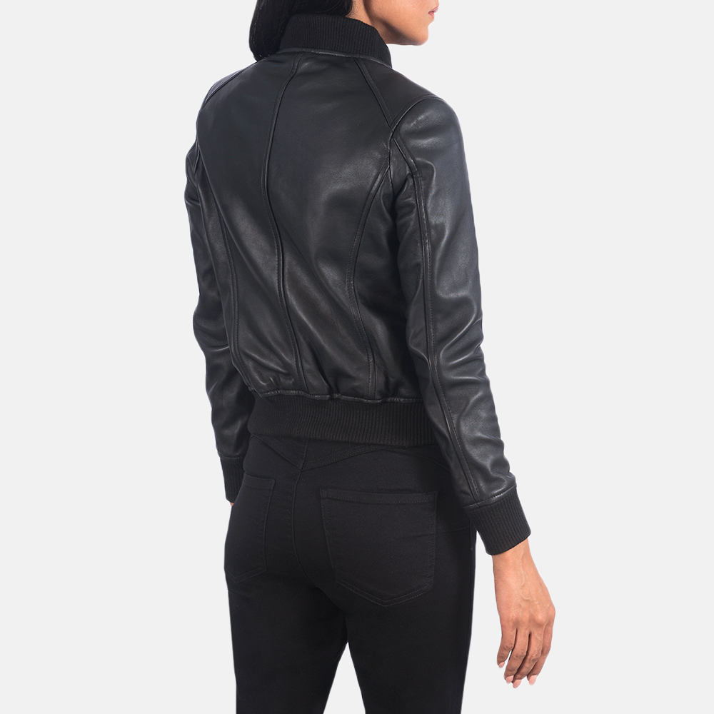 black leather bomber jacket womens